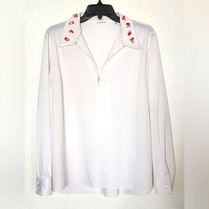 Elie Tahari Vintage, Petal Collar, White Shirt. Size 8 - 10